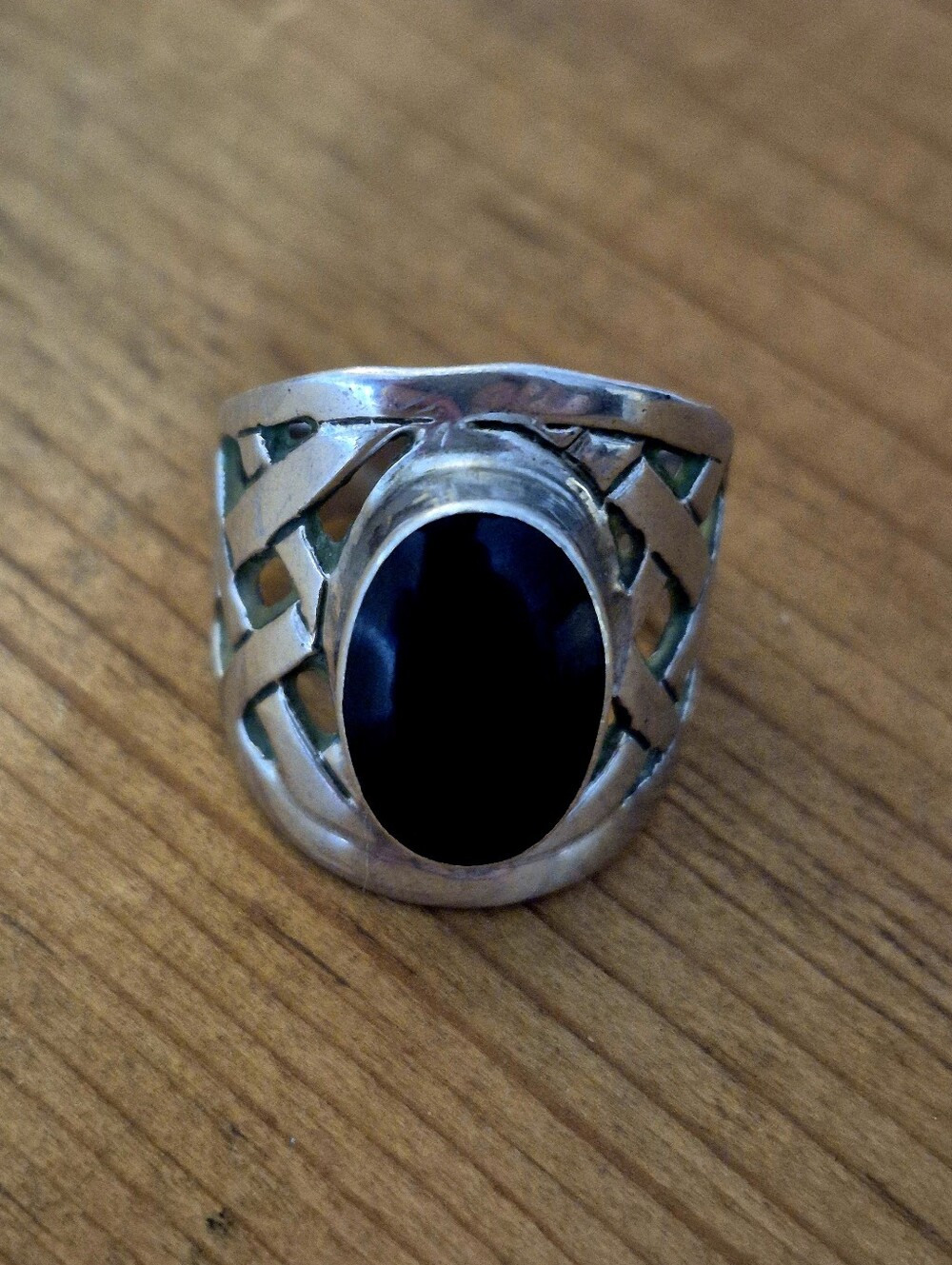 Rare Black Onyx Stone, Ring- 925 Sterling Silver- Size 7